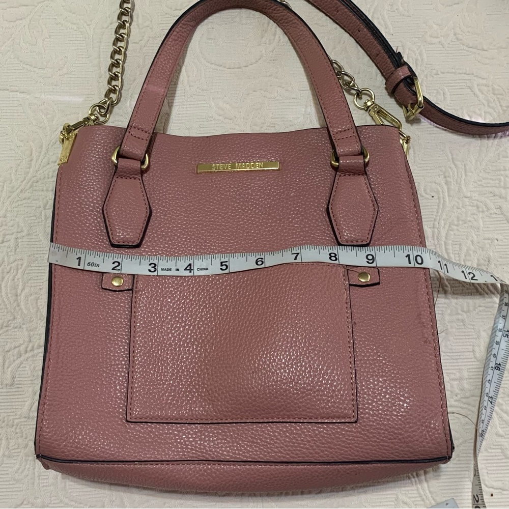 Steve Madden Pink Squared Gold Accent Shoulder/Crossbody Open Bag Purse - Picture 10 of 11